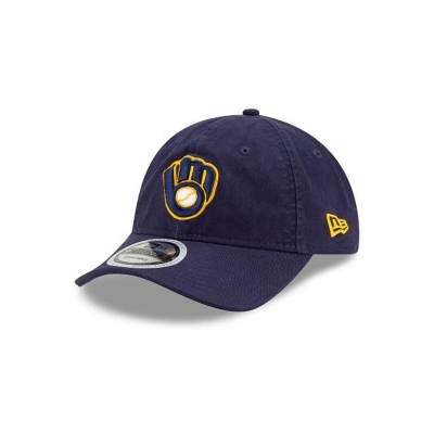 Blue Milwaukee Brewers Hat - New Era MLB Packable Visor 9TWENTY Adjustable Caps USA0842619